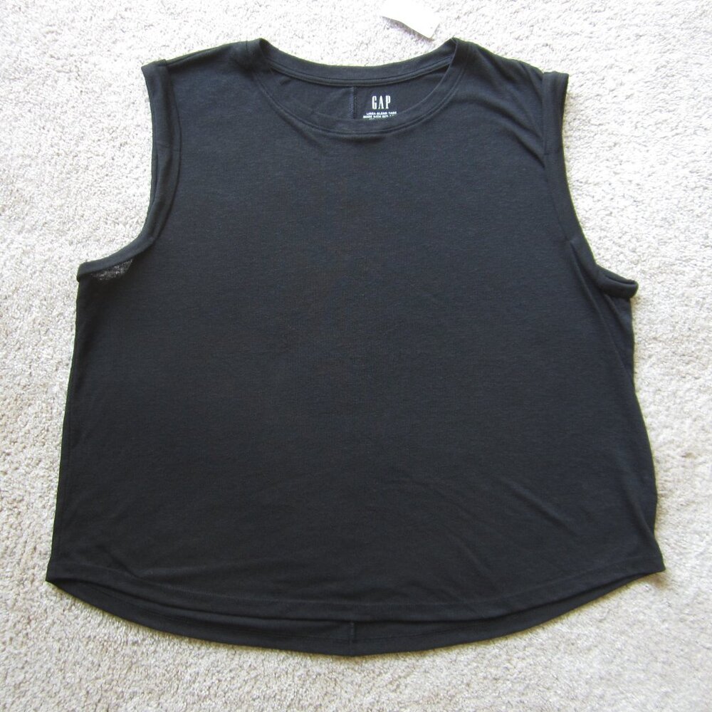 GAP women's XL black sheer Linen Blend Tank